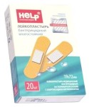 Лейкопластырь бактерицидный, Help (Хелп) р. 19ммх72мм 20 шт на полимерной основе с хлоргексидином биглюконатом